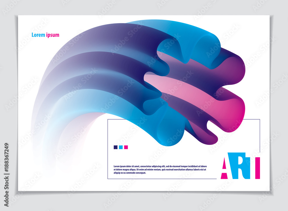 Poster vector of modern abstract shape, 3d flower shape gradient. 3d flower shape, vector abstract art. per