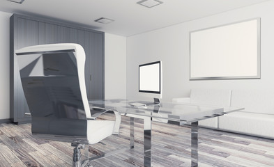 Modern meeting room. 3D rendering. Empty paintings