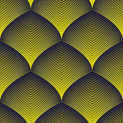 Abstract lines geometric seamless pattern, vector repeat endless fabric background. Roof tiling or fish squama shapes motif. Usable for fabric, wallpaper, wrapping, web and print.