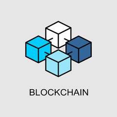 Blockchain vector icon. Design element in outline color style.