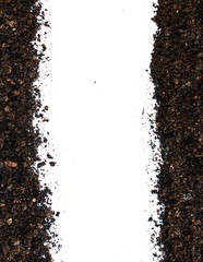 Dirt, soil pile isolated on white background, top view
