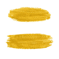 Gold yellow paint vector textured abstract brushes.