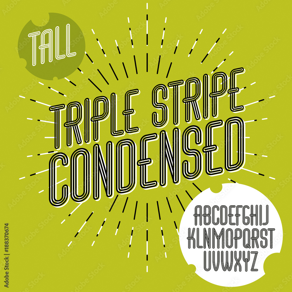 Fototapete vector funky capital english alphabet letters collection. cool condensed font, script from a to z ca