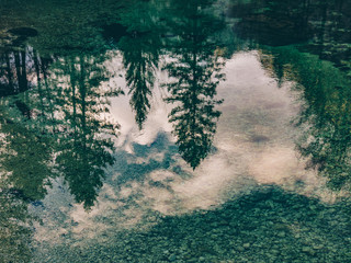 Reflection on water surface. Beautiful nature. Scenery reflection on water.