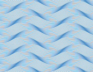 Materiał do szycia Waves seamless pattern, vector water runny curve lines abstract repeat endless background, blue colored rhythmic waves.