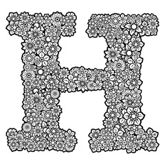 Flowers doodle in the letter Z. Clipart Serie 8/26