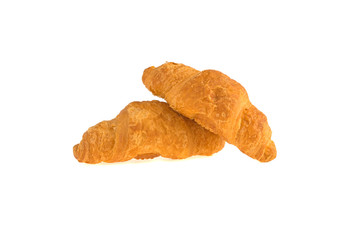 two croissants on a white background