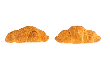 two croissants on a white background