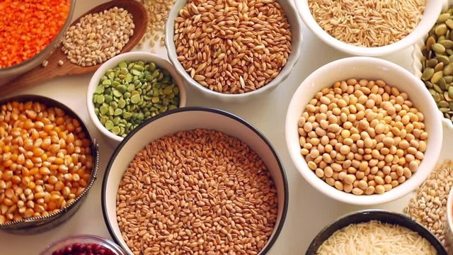 Raw healthy grain food. Top view. Healthy eating concept