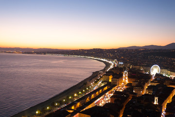Nice beach night view, France