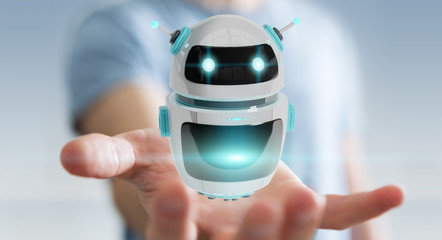 Businessman using digital chatbot robot application 3D rendering