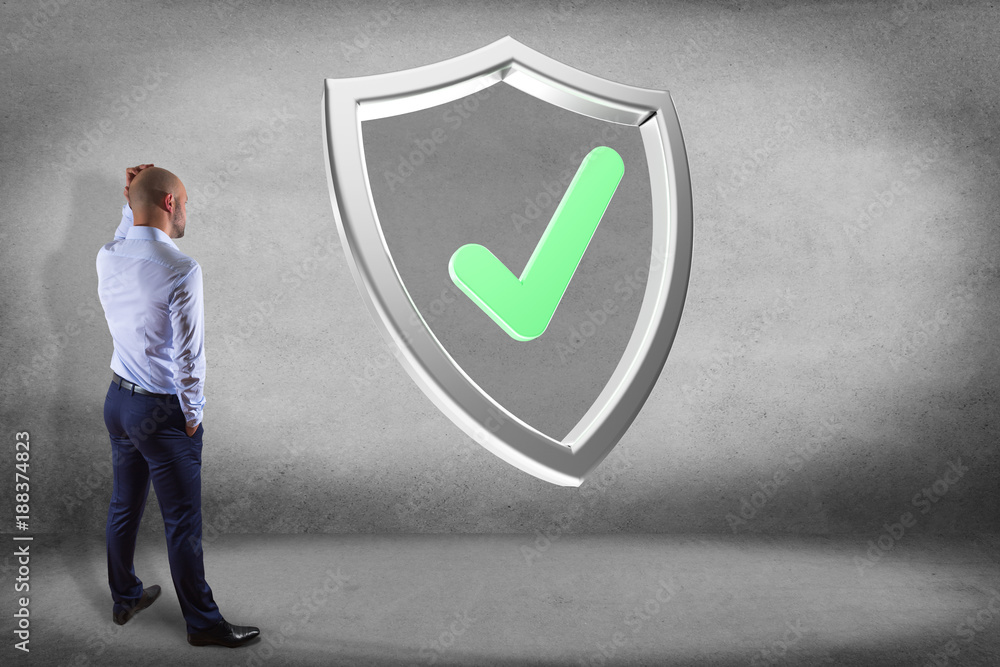 Poster shield symbol displayed on a futuristic interface - 3d rendering