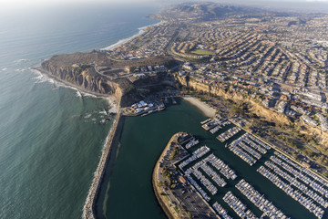Aerial view of Dana Point park and marina in Orange County, California