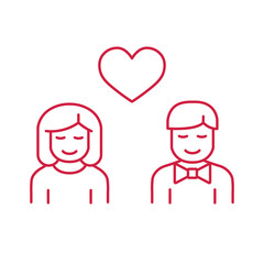 love couple relationship thin line icon