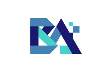 BA Digital Ribbon Letter Logo