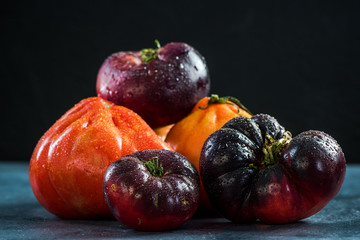 Close up on market fresh and ripe tomatoes