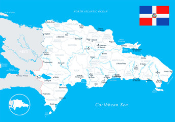 Dominican Republic Map - detailed vector illustration
