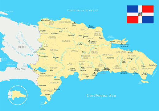 Dominican Republic Map - Detailed Vector Illustration
