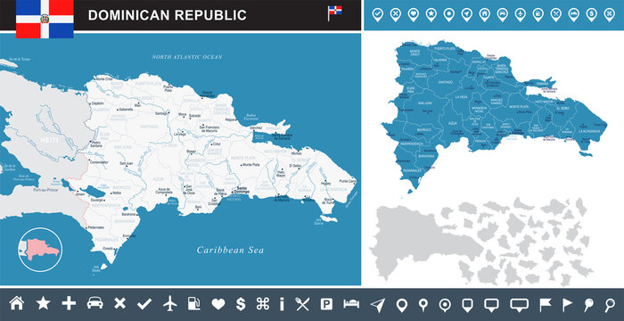 Dominican Republic - infographic map - Detailed Vector Illustration