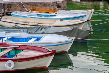 Fototapeta na wymiar Colorful boats in dock