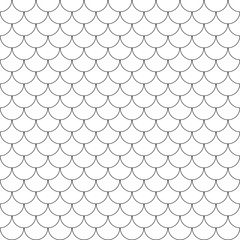 Geometric fish scales chinese seamless pattern. Wavy roof tile background for design. Modern repeating stylish texture. Flat pattern. Vector