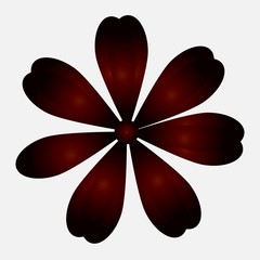 Bordovy flower with petals in the shape of heart