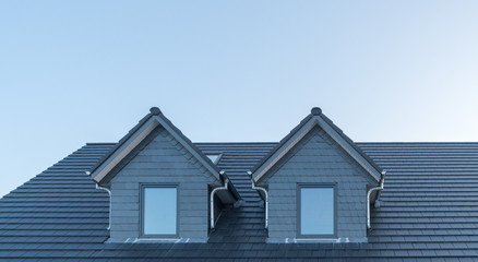 Fototapeta na wymiar Dachgauben auf einem neuen Dach