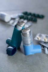 Pills and inhalers for asthma, bronchitis, lungs diseases