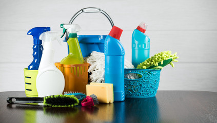 Cleaning concept with supplies
