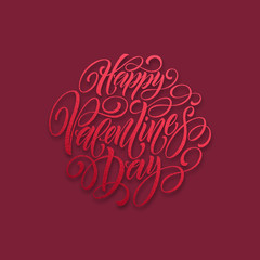 Festive sparkle layout template design Glitter Lettering Happy Valentine day card. Vector illustration