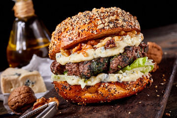 speciality walnut and cheese burger