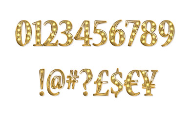 Gold glittering metal alphabet.