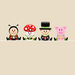 Ladybeetle, Fly Agaric, Chimney Sweeper & Pig Beige