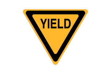 yield icon sign black and yellow isolated on white background - 188386697