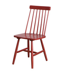 Red wood chair isolated on white background