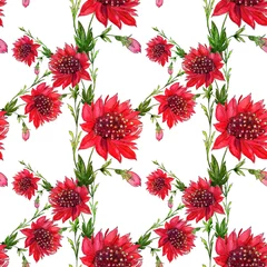Foto op Aluminium Red flowers - seamless pattern. Watercolor. Use printed materials, signs, items, websites, maps, posters, postcards, packaging.  © gvinevera88
