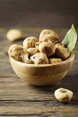 Sweet dried italian figs on the wooden table