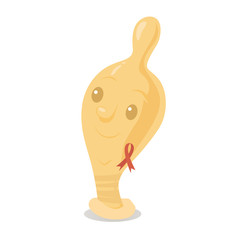 Fototapeta premium cute cartoon condom with aids ribbon