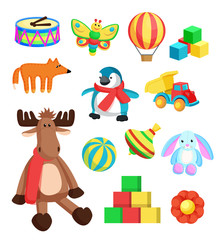 Toys for Children at Christmas Vector Illustration