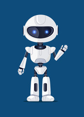 Robot Waving and Greeting Vector Illustration