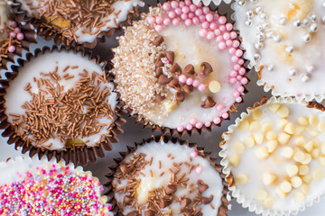 Home made cupcakes baked and decorated by kids