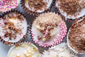 Home made cupcakes baked and decorated by kids