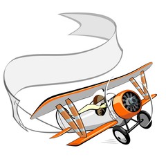 cartoon biplane with blank banner © Mechanik