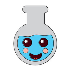 happy flask laboratory kawaii icon image vector illustration design 
