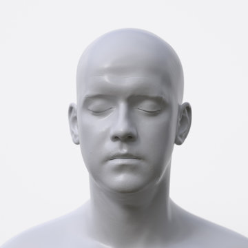 portrait of white artificial man