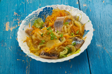 Herring in carrot and onion marinade
