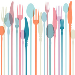 Cutlery Background Retro Colours