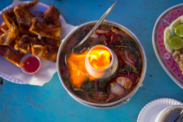 Tom Yam mixed sea food in hot pot