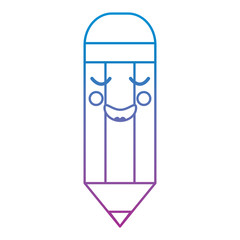 wooden pencil cute kawaii cartoon vector illustration blue and purple line design