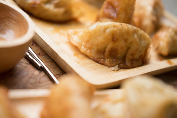 Close up of gyoza